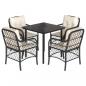 Preview: 5-tlg. Garten-Essgruppe mit Kissen Schwarz Poly Rattan