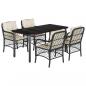 Preview: 5-tlg. Garten-Essgruppe mit Kissen Schwarz Poly Rattan