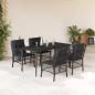 Preview: ARDEBO.de - 5-tlg. Garten-Essgruppe mit Kissen Schwarz Poly Rattan