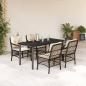 Preview: ARDEBO.de - 5-tlg. Garten-Essgruppe mit Kissen Braun Poly Rattan