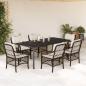 Preview: ARDEBO.de - 7-tlg. Garten-Essgruppe mit Kissen Braun Poly Rattan