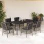 Preview: ARDEBO.de - 7-tlg. Garten-Essgruppe mit Kissen Grau Poly Rattan