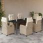 Preview: ARDEBO.de - 7-tlg. Garten-Essgruppe mit Kissen Beige Poly Rattan