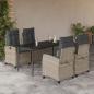 Preview: ARDEBO.de - 5-tlg. Garten-Essgruppe mit Kissen Hellgrau Poly Rattan