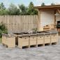 Preview: ARDEBO.de - 15-tlg. Garten-Essgruppe mit Kissen Beigemischung Poly Rattan