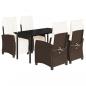 Preview: ARDEBO.de - 5-tlg. Garten-Essgruppe mit Kissen Braun Poly Rattan