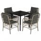 Preview: 5-tlg. Garten-Essgruppe mit Kissen Hellgrau Poly Rattan