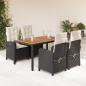 Preview: ARDEBO.de - 5-tlg. Garten-Essgruppe mit Kissen Schwarz Poly Rattan