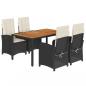 Preview: 5-tlg. Garten-Essgruppe mit Kissen Schwarz Poly Rattan