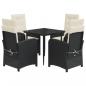 Preview: 5-tlg. Garten-Essgruppe mit Kissen Schwarz Poly Rattan