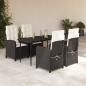 Preview: ARDEBO.de - 5-tlg. Garten-Essgruppe mit Kissen Schwarz Poly Rattan