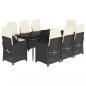Preview: 9-tlg. Garten-Essgruppe mit Kissen Schwarz Poly Rattan