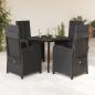 Preview: ARDEBO.de - 5-tlg. Garten-Essgruppe mit Kissen Schwarz Poly Rattan