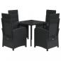 Preview: 5-tlg. Garten-Essgruppe mit Kissen Schwarz Poly Rattan