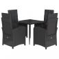 Preview: 5-tlg. Garten-Essgruppe mit Kissen Schwarz Poly Rattan