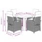Preview: 5-tlg. Garten-Essgruppe mit Kissen Grau Poly Rattan