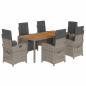 Preview: 7-tlg. Garten-Essgruppe mit Kissen Grau Poly Rattan