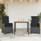 Preview: ARDEBO.de - 3-tlg. Garten-Essgruppe mit Kissen Schwarz Poly Rattan