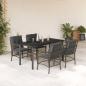 Preview: ARDEBO.de - 5-tlg. Garten-Essgruppe mit Kissen Grau Poly Rattan