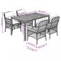 Preview: 5-tlg. Garten-Essgruppe mit Kissen Schwarz Poly Rattan
