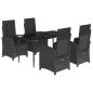Preview: 5-tlg. Garten-Essgruppe mit Kissen Schwarz Poly Rattan