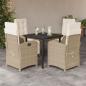 Preview: ARDEBO.de - 5-tlg. Garten-Essgruppe mit Kissen Beige Poly Rattan