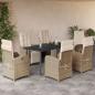 Preview: ARDEBO.de - 7-tlg. Garten-Essgruppe mit Kissen Beige Poly Rattan