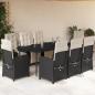 Preview: ARDEBO.de - 9-tlg. Garten-Essgruppe mit Kissen Schwarz Poly Rattan