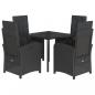 Preview: 5-tlg. Garten-Essgruppe mit Kissen Schwarz Poly Rattan