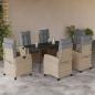 Preview: ARDEBO.de - 7-tlg. Garten-Essgruppe mit Kissen Beigemischung Poly Rattan