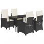 Preview: 5-tlg. Garten-Essgruppe mit Kissen Schwarz Poly Rattan