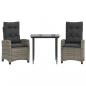 Preview: 3-tlg. Garten-Essgruppe mit Kissen Grau Poly Rattan