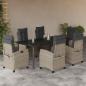 Preview: ARDEBO.de - 7-tlg. Garten-Essgruppe mit Kissen Hellgrau Poly Rattan