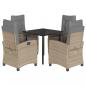 Preview: 5-tlg. Garten-Essgruppe mit Kissen Beigemischung Poly Rattan