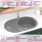 Preview: Granitspüle Einzelbecken Oval Grau 