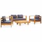 Preview: ARDEBO.de - 4-tlg. Garten-Lounge-Set mit Kissen Grau Massivholz Akazie