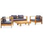 Preview: 4-tlg. Garten-Lounge-Set mit Kissen Grau Massivholz Akazie