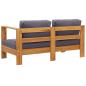 Preview: 4-tlg. Garten-Lounge-Set mit Kissen Grau Massivholz Akazie