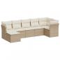 Preview: 7-tlg. Garten-Sofagarnitur mit Kissen Beige Poly Rattan
