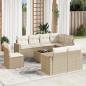 Preview: ARDEBO.de - 9-tlg. Garten-Sofagarnitur mit Kissen Beige Poly Rattan