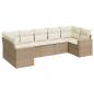 Preview: ARDEBO.de - 7-tlg. Garten-Sofagarnitur mit Kissen Beige Poly Rattan