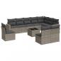 Preview: 11-tlg. Garten-Sofagarnitur mit Kissen Grau Poly Rattan