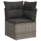 Preview: 11-tlg. Garten-Sofagarnitur mit Kissen Grau Poly Rattan