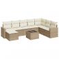 Preview: 9-tlg. Garten-Sofagarnitur mit Kissen Beige Poly Rattan