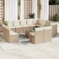 Preview: ARDEBO.de - 13-tlg. Garten-Sofagarnitur mit Kissen Beige Poly Rattan