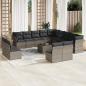 Preview: ARDEBO.de - 14-tlg. Garten-Sofagarnitur mit Kissen Grau Poly Rattan