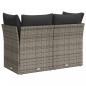 Preview: Gartensofa 2-Sitzer mit Kissen Grau Poly Rattan