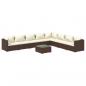 Preview: 9-tlg. Garten-Lounge-Set mit Kissen Poly Rattan Braun