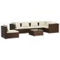 Preview: 7-tlg. Garten-Lounge-Set mit Kissen Poly Rattan Braun