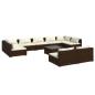 Preview: 10-tlg. Garten-Lounge-Set mit Kissen Braun Poly Rattan